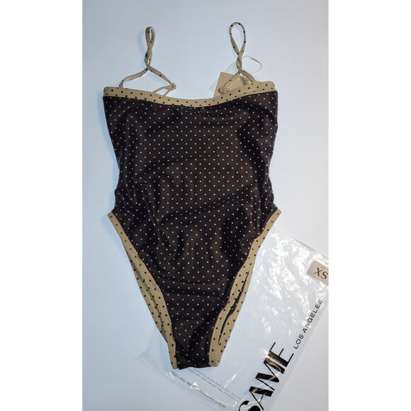 Polka Dot One Piece Swimsuit - Black and White - Picture 8 of 11